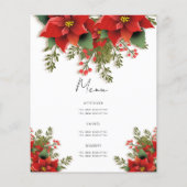 Einfache florale Weihnachtsfeier Einladung Menü (Hinten)