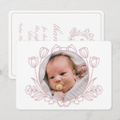 Einfache florale weißrosa Taufe Danke Karte (Vorne/Hinten)