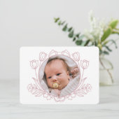 Einfache florale weißrosa Taufe Danke Karte (Stehend Vorderseite)