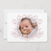 Einfache florale weißrosa Taufe Danke Karte (Vorderseite)