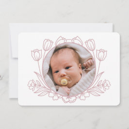 Einfache florale weißrosa Taufe Danke Karte