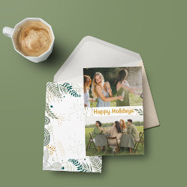 Einfache florale Zwei-Foto-Ferienkarte Dankeskarte