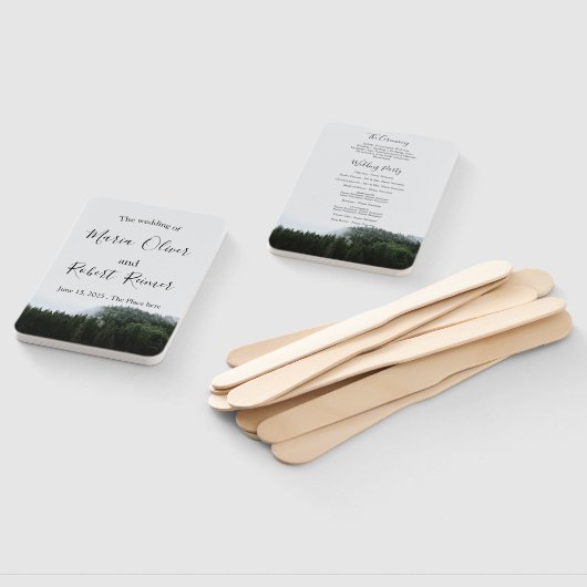 Einfache, foggy Pine Trees Rain Forest Wedding Fächer (Non-assembled)