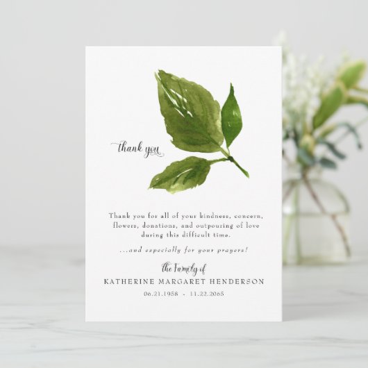 Einfache Foliage Bereavement Beerdigung Danke (Stehend Vorderseite)