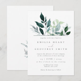 Einfache Foliage Blätter Garden Woodland Wedding Einladung