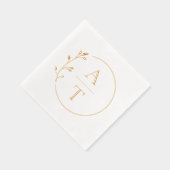 Einfache Foliage Elegant Monogram Hochzeit Servietten Mit Folie (Rechts)