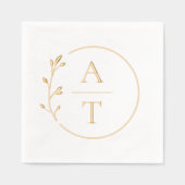 Einfache Foliage Elegant Monogram Hochzeit Servietten Mit Folie (Vorderseite)