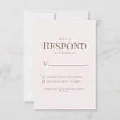 Einfache Foliage Gold Text Blush Wedding RSVP Karte (Vorderseite)
