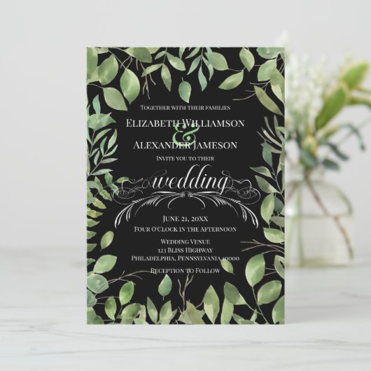 Einfache Foliage/Hochzeit Ankündigung (Stehend Vorderseite)