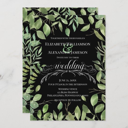 Einfache Foliage/Hochzeit Ankündigung (Vorne/Hinten)