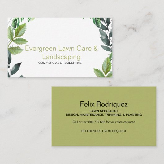 Einfache Foliage Landscaping-Visitenkarte Visitenkarte (Vorne/Hinten)
