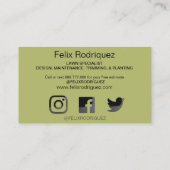 Einfache Foliage Landscaping-Visitenkarte Visitenkarte (Rückseite)