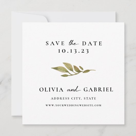 Einfache Foliage. Moderne, stilvolle Typografie-Ho Save The Date (Vorderseite)