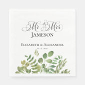 Einfache Foliage, Mr. & Mrs. Wedding Reception Serviette (Vorderseite)