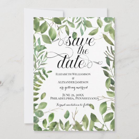 Einfache Foliage, Save the Date Hochzeit (Vorderseite)