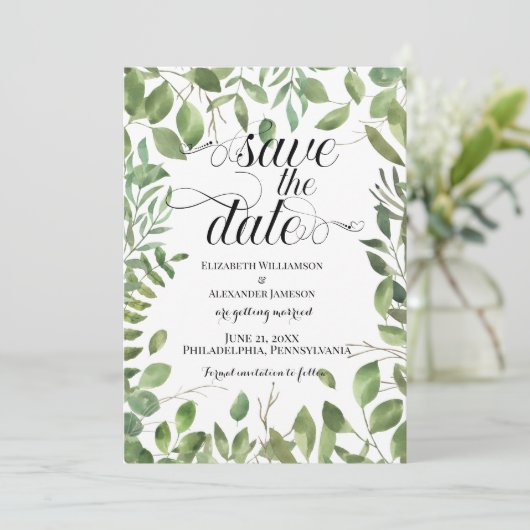 Einfache Foliage, Save the Date Hochzeit (Stehend Vorderseite)