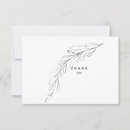 Einfache Foliage Stem Beerdigung Danke Name & Datu (Vorderseite)