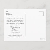 Einfache Foliage Stem Beerdigung Danke Name & Datu Postkarte (Rückseite)