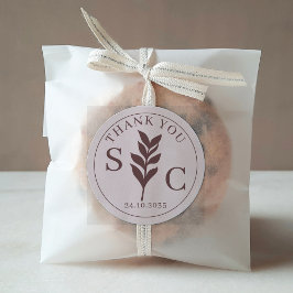 Einfache Foliage TerracottaWedding Favor Monogram Runder Aufkleber