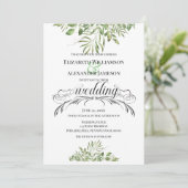 Einfache Foliage Top & Bottom / Hochzeit Ankündigung (Stehend Vorderseite)