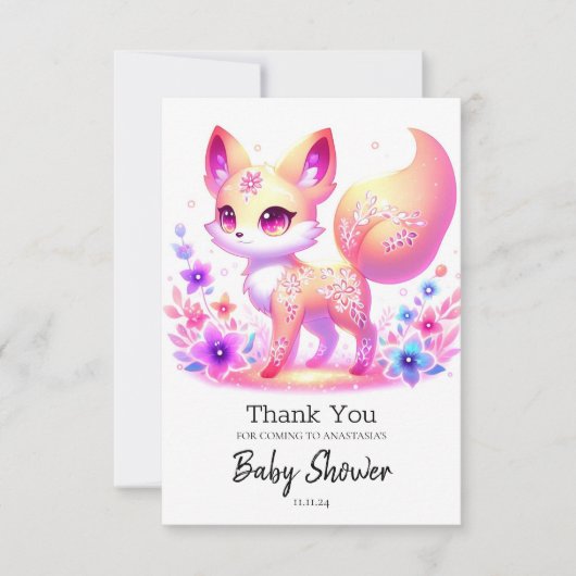 Einfache Forest Fox Pastel Babydusche Dankeskarte (Vorderseite)
