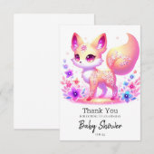 Einfache Forest Fox Pastel Babydusche Dankeskarte (Vorne/Hinten)