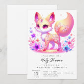 Einfache Forest Fox Pastel Babydusche Einladung (Vorne/Hinten)