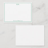 Einfache Forest Green 2 Monogramm Name Minimale Gr Mitteilungskarte (Vorne/Hinten)