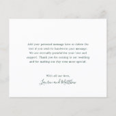 Einfache Forest Green Budget Hochzeit Dankeschön K (Rückseite)