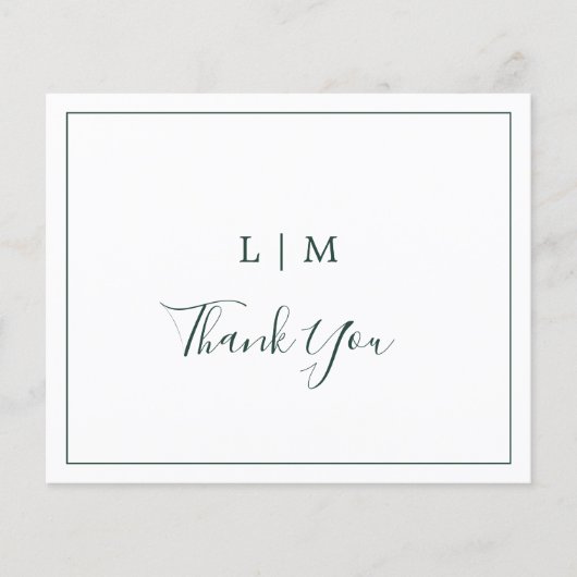 Einfache Forest Green Budget Hochzeit Dankeschön K (Vorderseite)