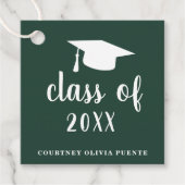 Einfache Forest Green Mortar Board Moderner Abschl Geschenkanhänger (Vorderseite)