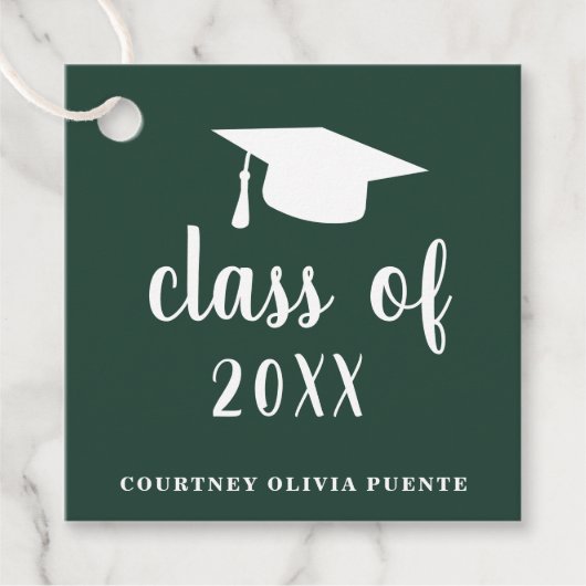 Einfache Forest Green Mortar Board Moderner Abschl Geschenkanhänger (Vorderseite)