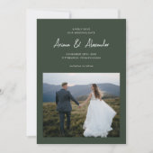 Einfache Forest Green Script Foto Hochzeit Save The Date (Vorderseite)