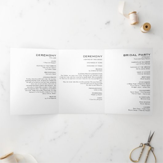 Einfache formale Dreifachverheiratung Dreifach Gefaltete Einladung (Innenseite)