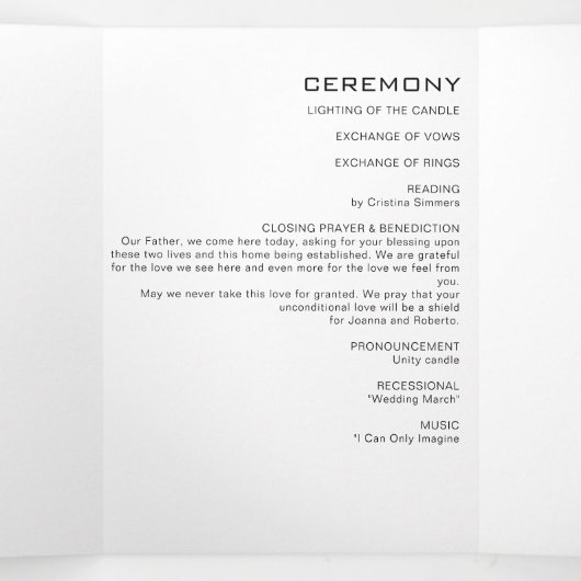 Einfache formale Dreifachverheiratung Dreifach Gefaltete Einladung (Innenseite Mitte)