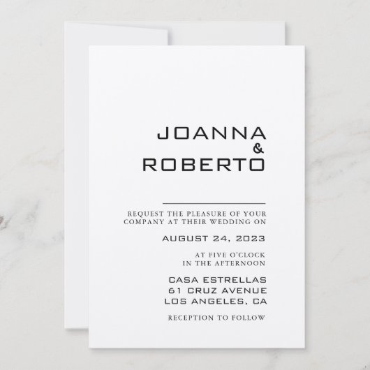 Einfache formale Hochzeit Einladung (Vorderseite)