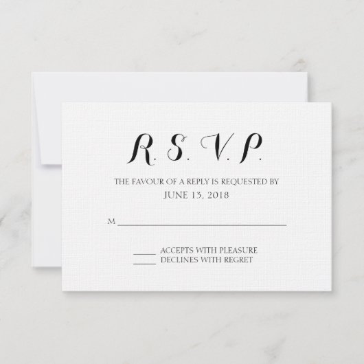 Einfache formale Hochzeitkarte RSVP Karte (Vorderseite)