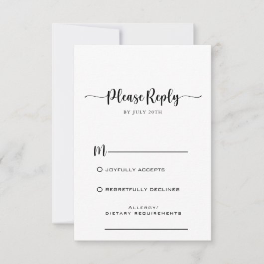 Einfache formale Kalligrafie-Script-RSVP-Karte RSVP Karte (Vorderseite)