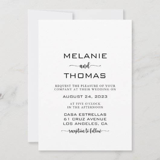 Einfache formale Kalligrafie Script Wedding Invita Einladung (Vorderseite)