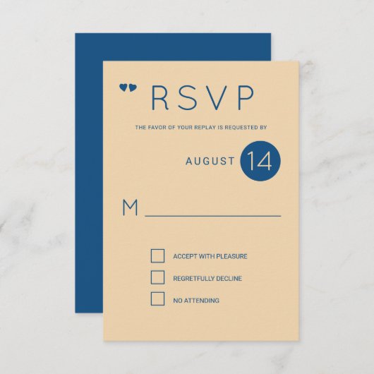 Einfache formale klassische b;ue und weiße Hochzei Einladung (Vorne/Hinten)