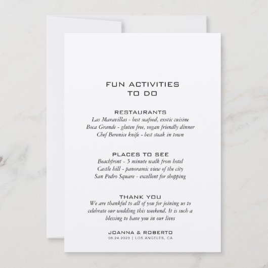 Einfache formale Kraft-Hochzeitkarte Einladung (Rückseite)