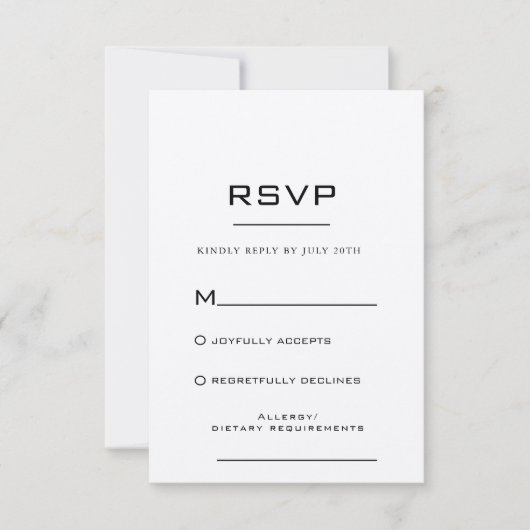 Einfache formale Kraft-RSVP-Karte RSVP Karte (Vorderseite)