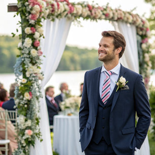 Einfache formale Minimal-Rosa-weiße Streifen Krawatte