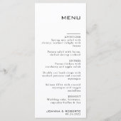 Einfache formale Schwarz-Weiß-Hochzeit Menükarte (Vorderseite)