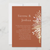 Einfache formale Terracotta-Creme Botanische Hochz Einladung (Vorderseite)