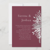Einfache formelle Burgund Gray Botanische Hochzeit Einladung (Vorderseite)