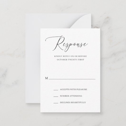 Einfache formelle Elegant Wedding Mini RSVP Karte (Vorderseite)