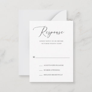 Einfache formelle Elegant Wedding Mini RSVP Karte