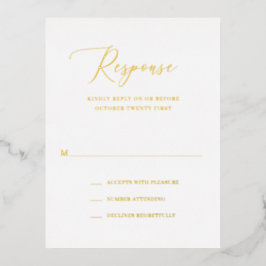 Einfache formelle Gold Foil Wedding RSVP Karte