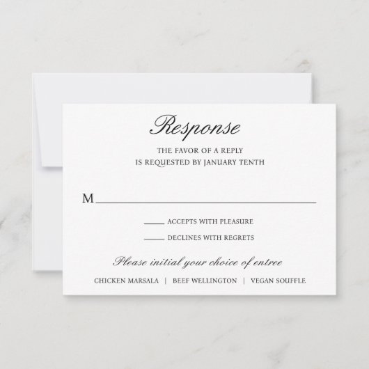 Einfache formelle Hochzeit RSVP Karte (Vorderseite)